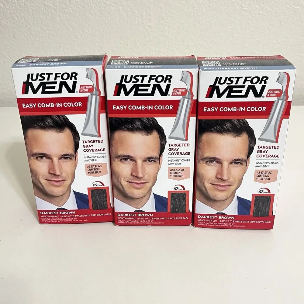 Just For Men Easy Comb-In Color A-50 Darkest Brown Lot of 6 NEW